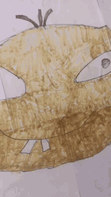 a child 's drawing of a cartoon character with a huge head