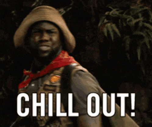a man wearing a hat and scarf is smiling and says chill out !