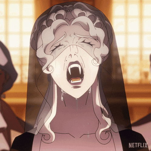 a cartoon of a woman with a veil on her head and a netflix logo on the bottom