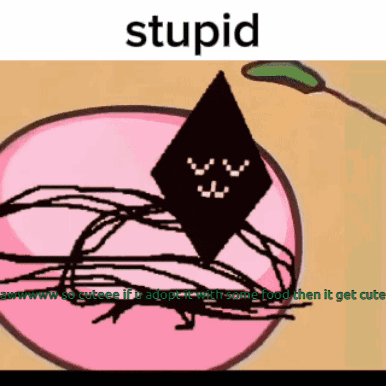 a cartoon drawing of a kite with a face on it and the words stupid below it