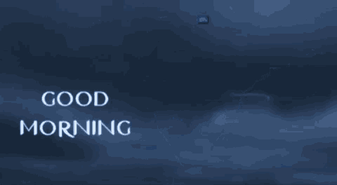 a drawing of a man 's face with the words " good morning " above it
