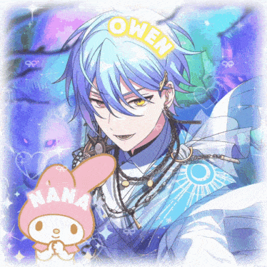 a blue haired anime character named owen