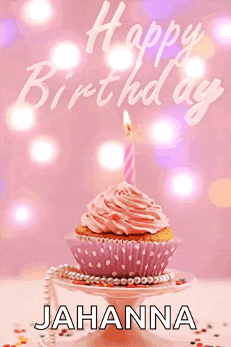 a birthday card with a cupcake and the name jahanna on it