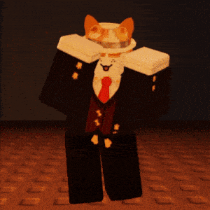 a cartoon character is wearing a suit and tie and a hat