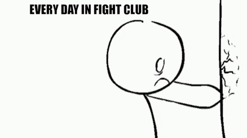 a black and white drawing of a person with the words every day in fight club below it