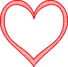 a red heart on a white background with a glittery border