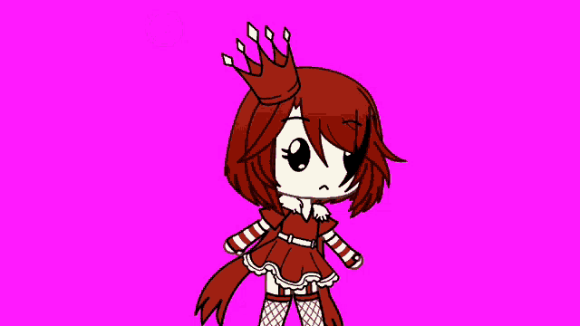 a cartoon girl wearing a red dress and a crown on her head