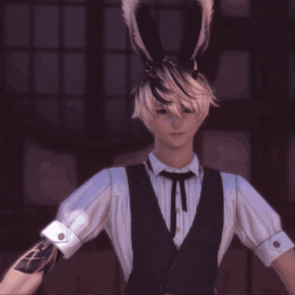 a man with bunny ears holds a pink heart in his hands