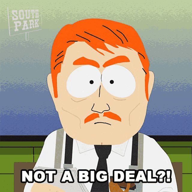 a cartoon character from south park says " not a big deal ? "
