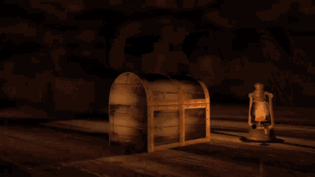 a man 's face is visible in a wooden box with a green outline around it