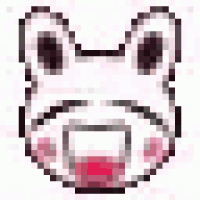 a pixel art drawing of a smiley face with a mustache and a mouth open .