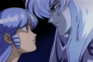 a man and a woman are looking at each other in a cartoon