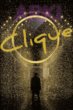 a man stands in front of a sign that says " clique "