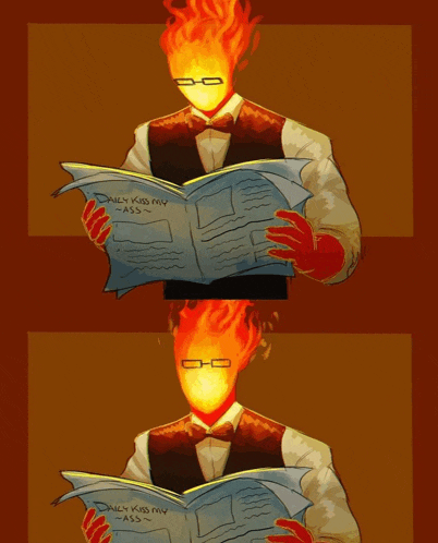 a drawing of a man reading a newspaper that says daily kiss my ass on it