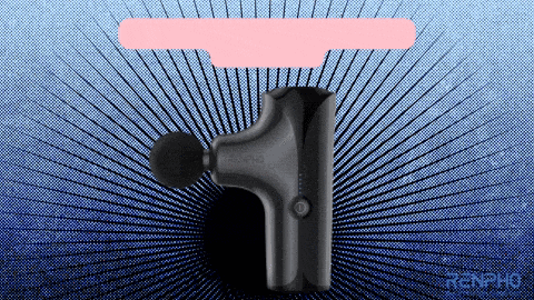 a black massage gun with the word renpho on the bottom right