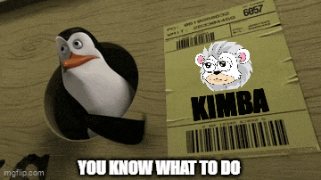 a picture of a penguin next to a barcode label that says kimba