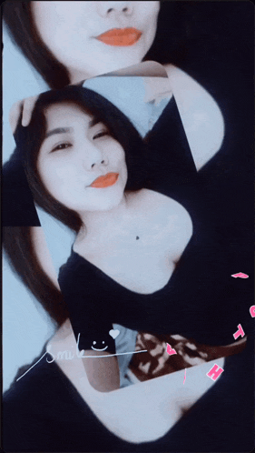 a picture of a woman with the word smile on the bottom left