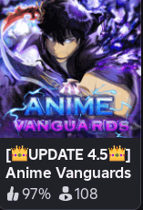 an advertisement for anime vanguards shows a man with a sword