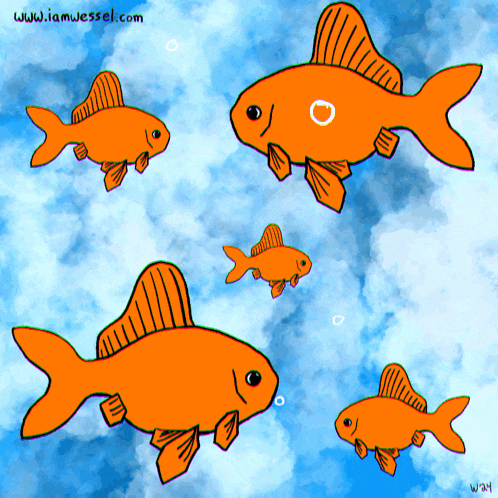 a cartoon of a group of fish with the website www.iamwessel.com at the bottom