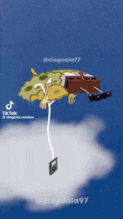 a spongebob squarepants character is hanging from a string