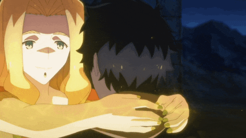a man and a woman are hugging each other in a cartoon