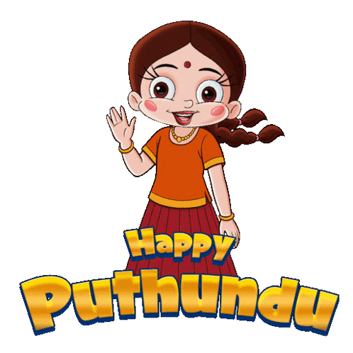 a cartoon of a girl with the words happy puthundu below her