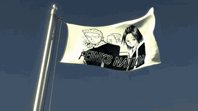 a white flag that says feinks nation is flying in the wind