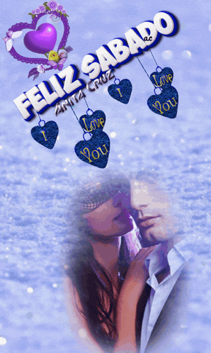 a picture of a man and woman with the words feliz sabado written above them