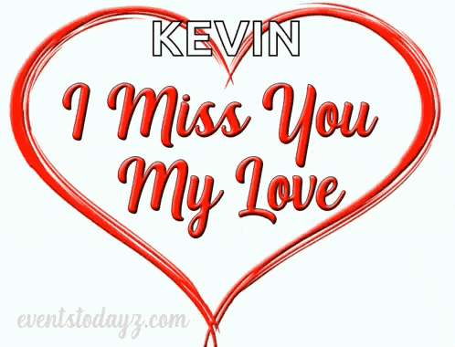 a red heart with the name kevin written inside of it