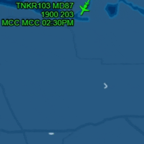 a blue map with tnkr103 md87 v600 175 mcc mcc 02:30 pm on it