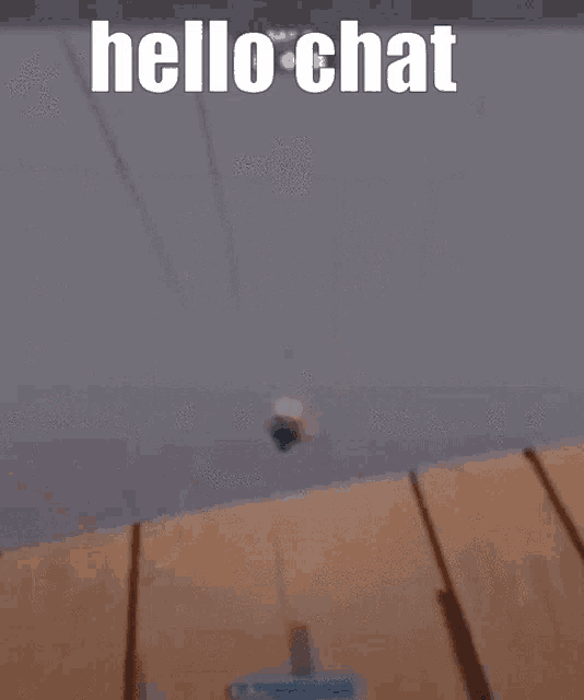 a cartoon character is falling off a cliff in a video game and says hello chat .