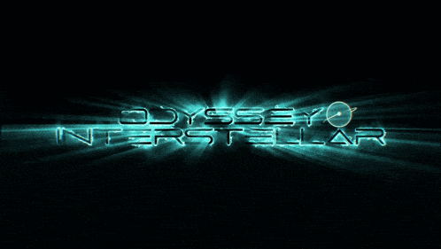 the word odyssey is glowing brightly in the dark