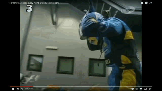 a video of fernando alonso 's weird and funny celebrations