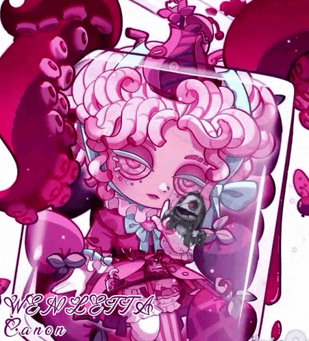 a cartoon drawing of a girl with octopus tentacles and the name canon written on the bottom