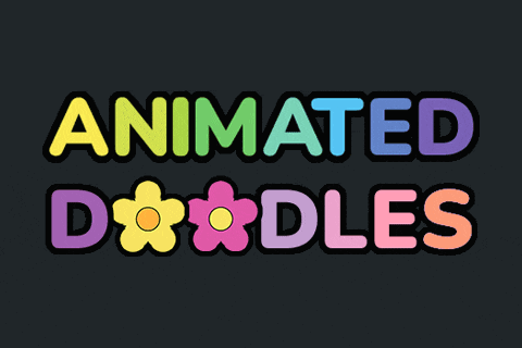 a logo for animated doodles with a flower