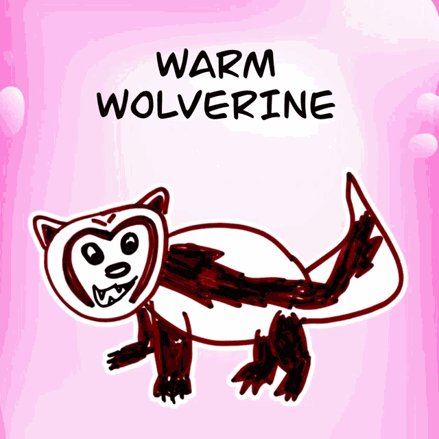 a drawing of a warm wolverine with a heart on its head