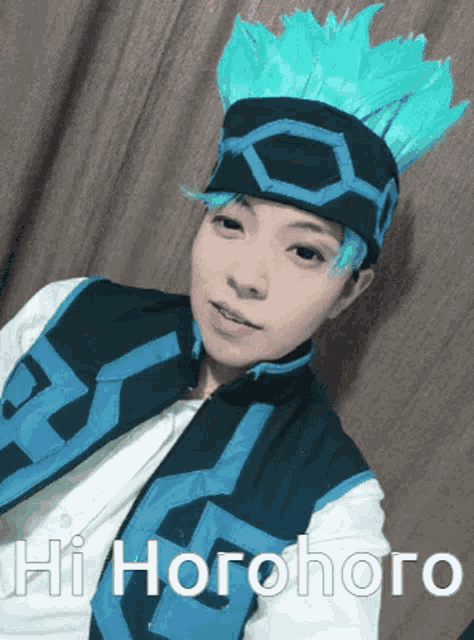 a picture of a person with the words hi horohoro written on the bottom
