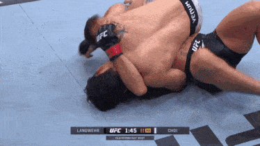 a ufc fight between landwehr and choi is being shown