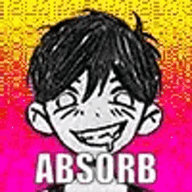 a black and white drawing of a boy with a smile on his face and the words absorb .