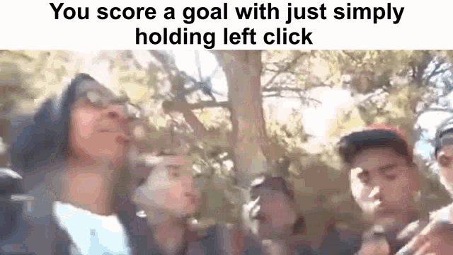 a group of people are standing next to each other in front of a tree and holding a left click .