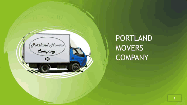 a poster for portland movers company shows a blue truck