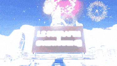 a billboard that says ' le corsair ' on it with fireworks in the background