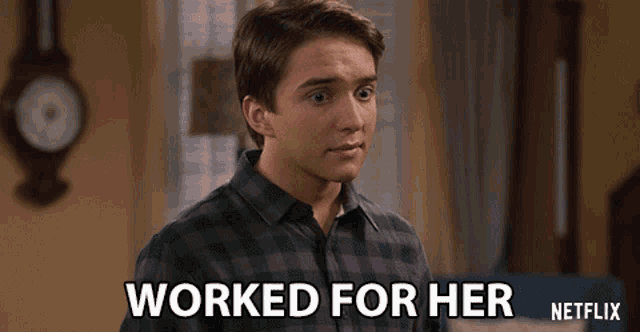 a man in a plaid shirt says " worked for her " in a netflix ad