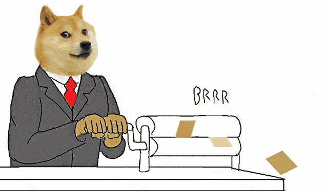 a doge in a suit and tie sitting at a desk