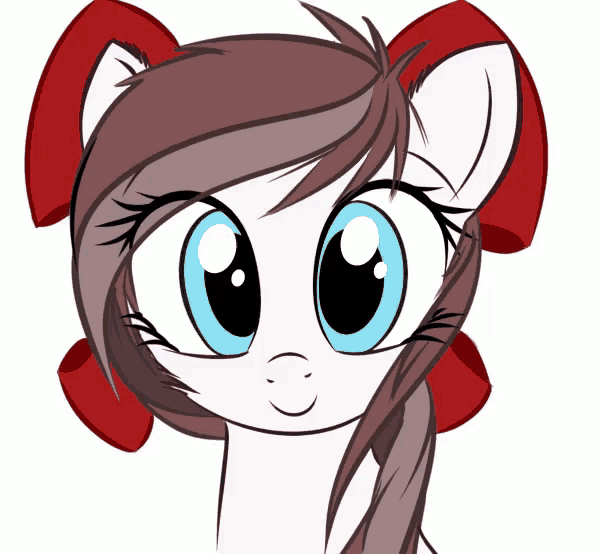 a drawing of a pony with a red bow on its head