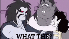a cartoon of a man holding another man with the words what the written on the bottom