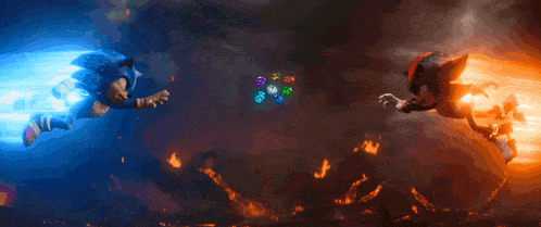 sonic the hedgehog and shadow the hedgehog are fighting in a video game scene