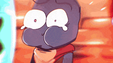 a close up of a cartoon character with a tear running down his face