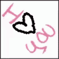 a drawing of two hearts and the words `` i love you ''