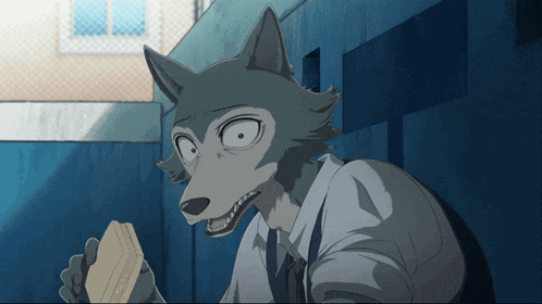 a cartoon of a wolf in a white shirt and tie
